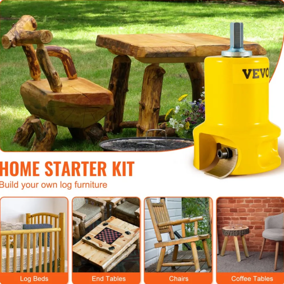 VEVOR Tenon Cutter, 1"/25.4mm & 1.5"/38mm & 2"/50.8mm, Premium Aluminum & Steel Log Furniture Cutter, with Dual Curved Blades & Button Screws Home Master Kit, Commercial Starter’s Tool for Home DIY