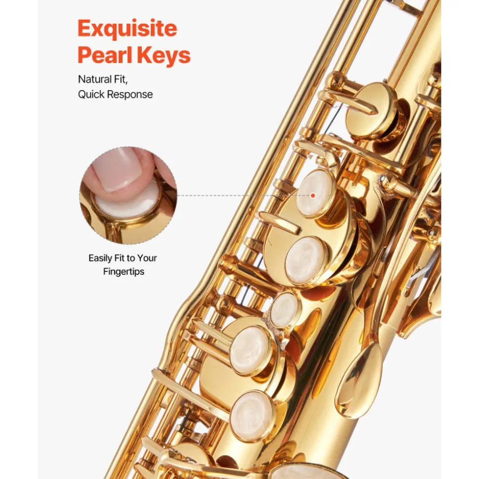 VEVOR Tenor Saxophone, B Flat, Professional Brass Saxophone Beginner Kit with Carrying Case, Mouthpiece, Straps, Cleaning Cloth, Gloves, Neck Strap, 23 Keys Tenor Sax Kit, for Beginners Students, Gold