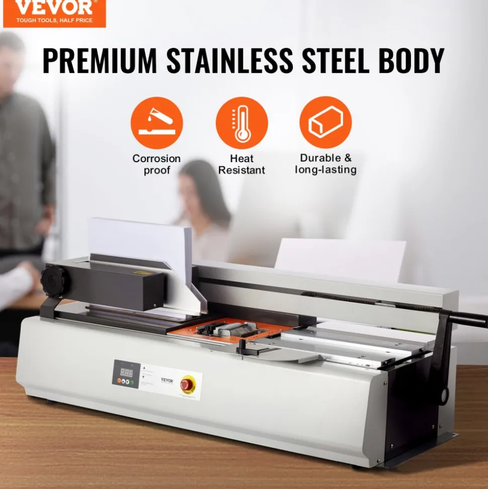 VEVOR Thermal Binding Machine, 400 Sheets Capacity Hot Glue Binding Machine, Thermal Book Binder 40mm Binding Thickness A3(Short Edge)/A4/A5 Document