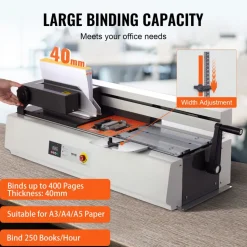VEVOR Thermal Binding Machine, 400 Sheets Capacity Hot Glue Binding Machine, Thermal Book Binder 40mm Binding Thickness A3(Short Edge)/A4/A5 Document