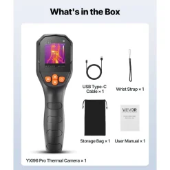 VEVOR Thermal Camera, TISR Super Resolution 240x180, Thermal Imaging Camera with 2MP Visual Camera, 96x96 IR Resolution, 25HZ Refresh Rate, -4°F to 1022°F, 4 Image Modes & 6 Color Palettes