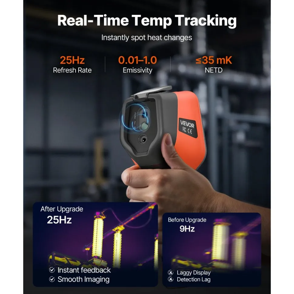 VEVOR Thermal Camera, 256 x 192 IR Resolution, Handheld Thermal Imaging Camera with 2MP Visual Camera, 25HZ Refresh Rate Infrared Imager with 3.5-Inch Touch Screen, -4°F to 1022°F, WIFI Supported