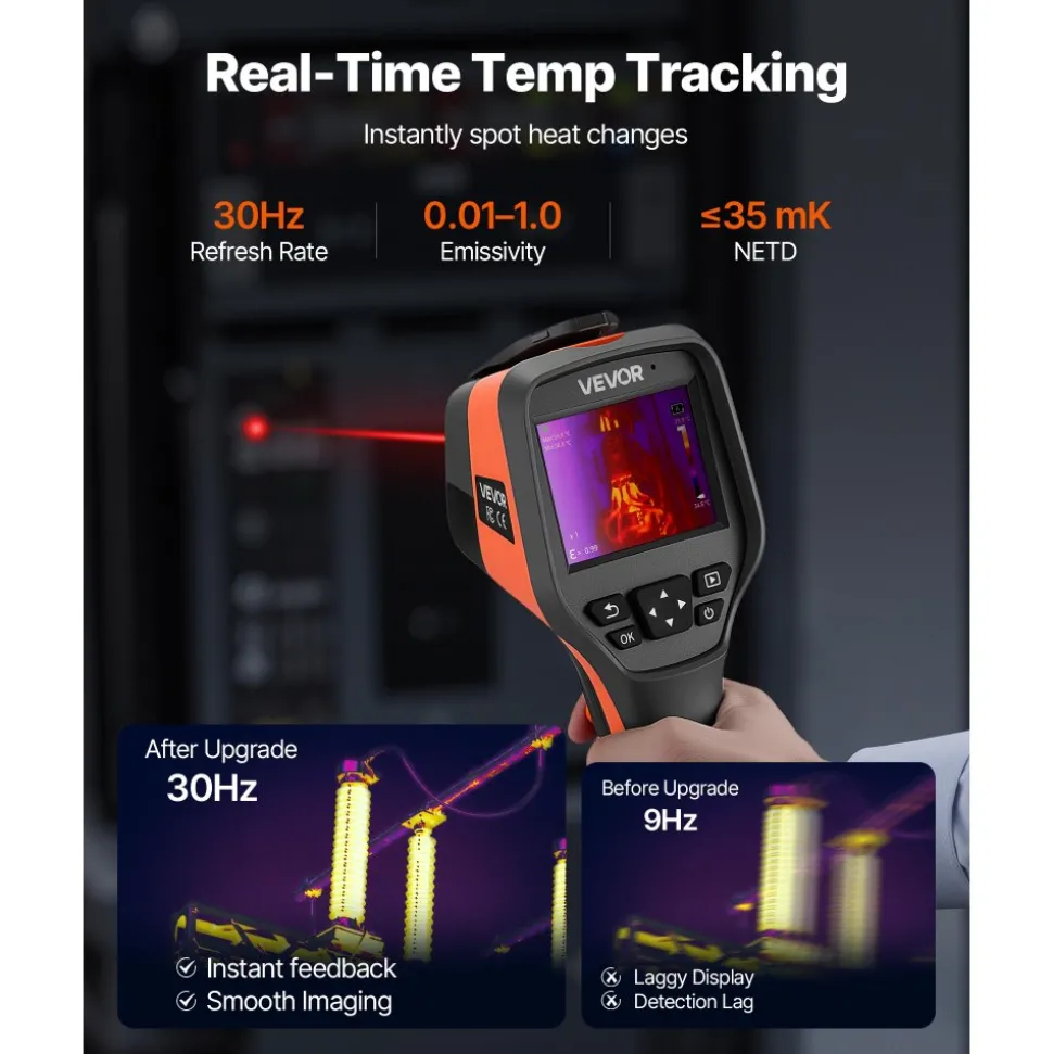 VEVOR Thermal Camera, 384 x 288 IR Resolution, Handheld Thermal Imaging Camera with 5MP Visual Camera, 30HZ Refresh Rate Infrared Imager with 3.5-Inch Touch Screen, -4°F to 1022°F, WIFI Supported