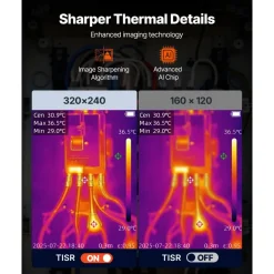 VEVOR Thermal Camera, 320 x 240 TISR Super Resolution, Thermal Imaging Camera with 2MP Visual Camera, 160 x 120 IR Resolution, 25 HZ Refresh Rate, -4°F to 1022°F, 4 Image Modes & 6 Color Palettes