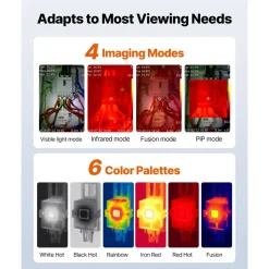 VEVOR Thermal Camera, 320 x 240 TISR Super Resolution, Thermal Imaging Camera with 2MP Visual Camera, 160 x 120 IR Resolution, 25 HZ Refresh Rate, -4°F to 1022°F, 4 Image Modes & 6 Color Palettes