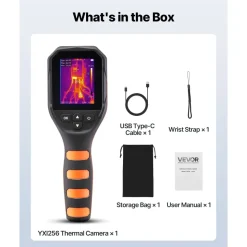 VEVOR Thermal Camera, 320 x 240 TISR Super Resolution, Thermal Imaging Camera with 2MP Visual Camera, 256 x 192 IR Resolution, 25 HZ Refresh Rate, -4°F to 1022°F, 4 Image Modes & 6 Color Palettes