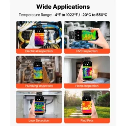 VEVOR Thermal Imaging Camera for Android, 512 x 384 TISR Super Resolution, 25HZ Refresh Rate Infrared Thermal Imager for Smartphone Tablet, 256 x 192 IR Resolution, -4°F to 1022°F & 15 Color Palettes