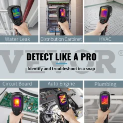 VEVOR Thermal Imaging Camera, 320 x 240 Pixels Super Resolution with 2MP Visual Camera, 25Hz Refresh Rate Infrared Camera with -4℉~1022℉ Temp, 64G SD Card and Rechargeable Li-ion Battery