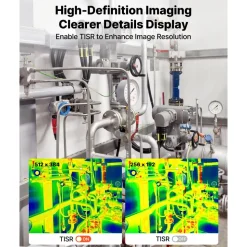 VEVOR Thermal Imaging Camera for Android & iOS, 512 x 384 Super Resolution, 25HZ Refresh Rate Infrared Thermal Imager for Smartphones Tablets, 256 x 192 IR Resolution, -4°F-1022°F & 6 Color Palettes