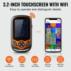 VEVOR Thermal Imaging Camera, 256 x 192 IR Resolution Pocket Infrared Thermal Imager with WiFi, 25Hz Refresh Rate Thermal Camera Pocket with 3.2