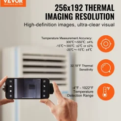 VEVOR Thermal Imaging Camera for Android & IOS, 256 x 192 IR High Resolution, Wireless Infrared Thermal Imager with WiFi & Visual Camera, 25Hz Refresh Rate Thermal Camera for Smartphone, -4°F-1022°F