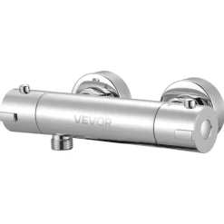 VEVOR Thermostatic Shower Faucet Valve, 100℉ Secure Lock Thermostatic Shower Valve Trim Mixer, Hot Cold Water Showering Faucet Temperature Control Valves for Bathroom, RV, Leak-Proof & Chrome Plated