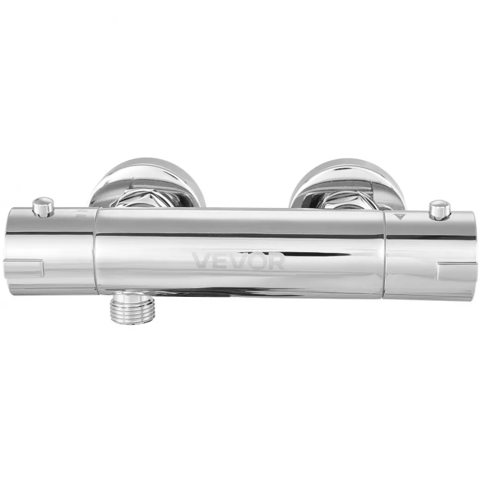 VEVOR Thermostatic Shower Faucet Valve, 100℉ Secure Lock Thermostatic Shower Valve Trim Mixer, Hot Cold Water Showering Faucet Temperature Control Valves for Bathroom, RV, Leak-Proof & Chrome Plated