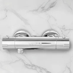 VEVOR Thermostatic Shower Faucet Valve, 100℉ Secure Lock Thermostatic Shower Valve Trim Mixer, Hot Cold Water Showering Faucet Temperature Control Valves for Bathroom, RV, Leak-Proof & Chrome Plated