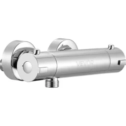 VEVOR Thermostatic Shower Faucet Valve, 100℉ Secure Lock Thermostatic Shower Valve Trim Mixer, Hot Cold Water Showering Faucet Temperature Control Valves for Bathroom, RV, Leak-Proof & Chrome Plated