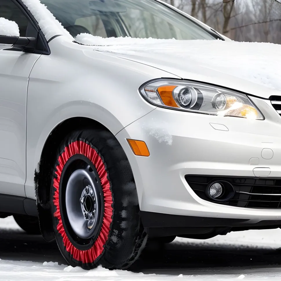 VEVOR Thickened Snow Socks for Tires, Polyester Fiber Tire Socks with Elastic Straps, Snow Traction Tire Cover for Car, SUV, Pickup and Truck (Pack of 2)-Extra Large