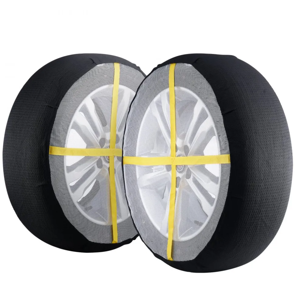 VEVOR Thickened Snow Socks for Tires, Full Coverage Tire Socks with Polyester Fiber, Snow Traction Tire Cover for Car, SUV, Pickup and Truck (Pack of 2)-Large