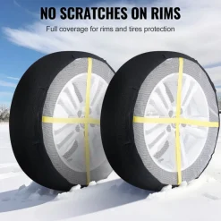 VEVOR Thickened Snow Socks for Tires, Full Coverage Tire Socks with Polyester Fiber, Snow Traction Tire Cover for Car, SUV, Pickup and Truck (Pack of 2)-Large