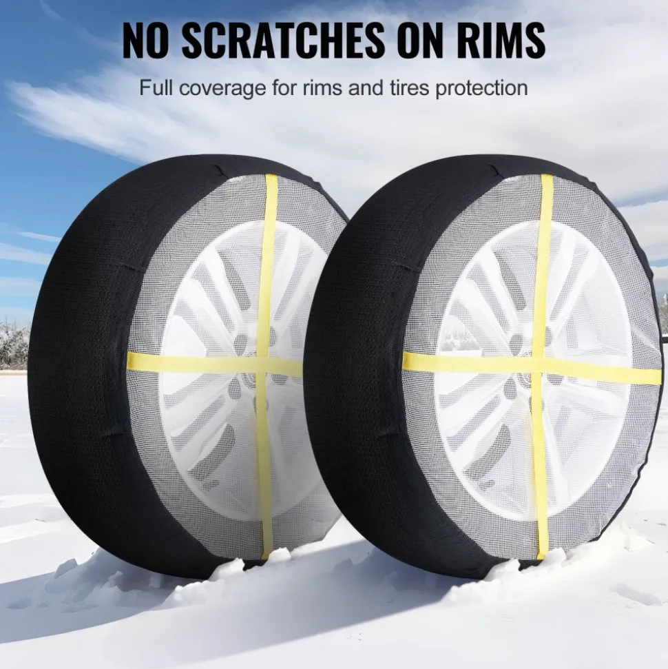 VEVOR Thickened Snow Socks for Tires, Full Coverage Tire Socks with Polyester Fiber, Snow Traction Tire Cover for Car, SUV, Pickup and Truck (Pack of 2)-Large