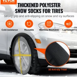 VEVOR Thickened Snow Socks for Tires, Full Coverage Tire Socks with Polyester Fiber, Snow Traction Tire Cover for Car, SUV, Pickup and Truck (Pack of 2)-Large