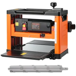 VEVOR Thickness Planer, 13-Inch Width Worktable, Woodworking Power Benchtop Planer, Spiral-Style Cutterhead with 24 Inserts, 2000W 23500 RPM Powerful Motor, Single Speed, for Hard & Soft Wood Material