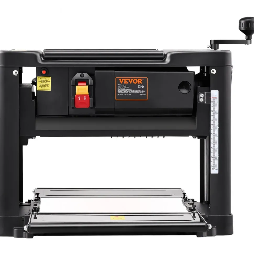 VEVOR Thickness Planer, Single Speed, 13" Width Worktable Benchtop Planer, Two-Blade, 15-Amp 2000W Powerful Motor, 12" Extended Infeeding Table, Low Noise for both hard & soft wood material removal