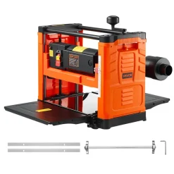 VEVOR Thickness Planer, Two-Blade, 13-Inch Width Worktable Power Benchtop Planer, 1800W 23500 RPM Powerful Motor, Dual Rollers, Over Protection, Single Speed Woodworking, for Hard & Soft Wood Material