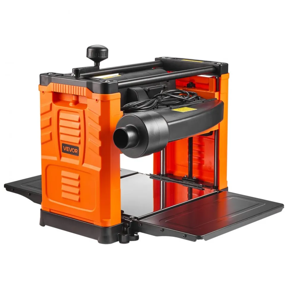 VEVOR Thickness Planer, Two-Blade, 13-Inch Width Worktable Power Benchtop Planer, 1800W 23500 RPM Powerful Motor, Dual Rollers, Over Protection, Single Speed Woodworking, for Hard & Soft Wood Material
