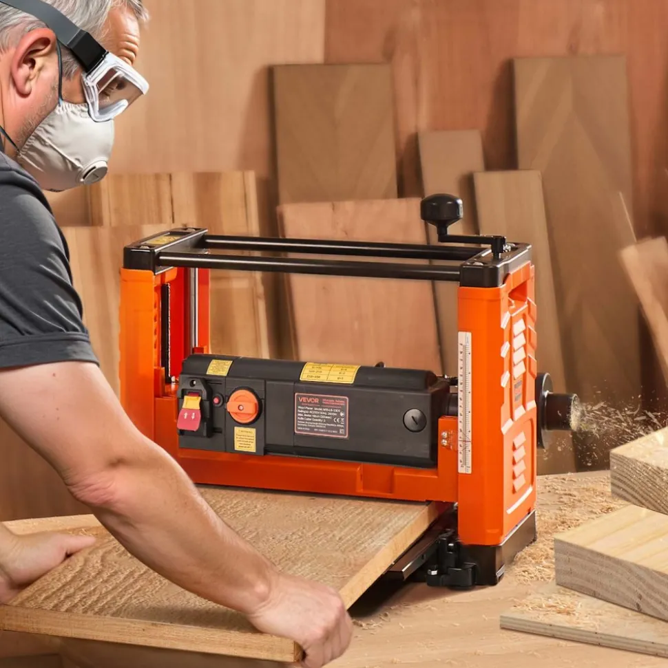 VEVOR Thickness Planer, Two Speed, 13-Inch Width Worktable Power Benchtop Planer, Three-Blade, 2000W 23500 RPM Powerful Motor, Dual Rollers, Over Protection, Woodworking for Hard & Soft Wood Material
