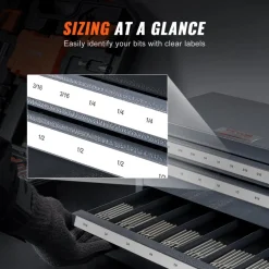 VEVOR Three-Drawer Steel Cabinet for End Mill Organization, Accommodates 1/8" to 1", Features 29 Compartments with Labels, Stackable Design for Efficient Storage
