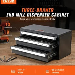 VEVOR Three-Drawer Steel Cabinet for End Mill Organization, Accommodates 1/8