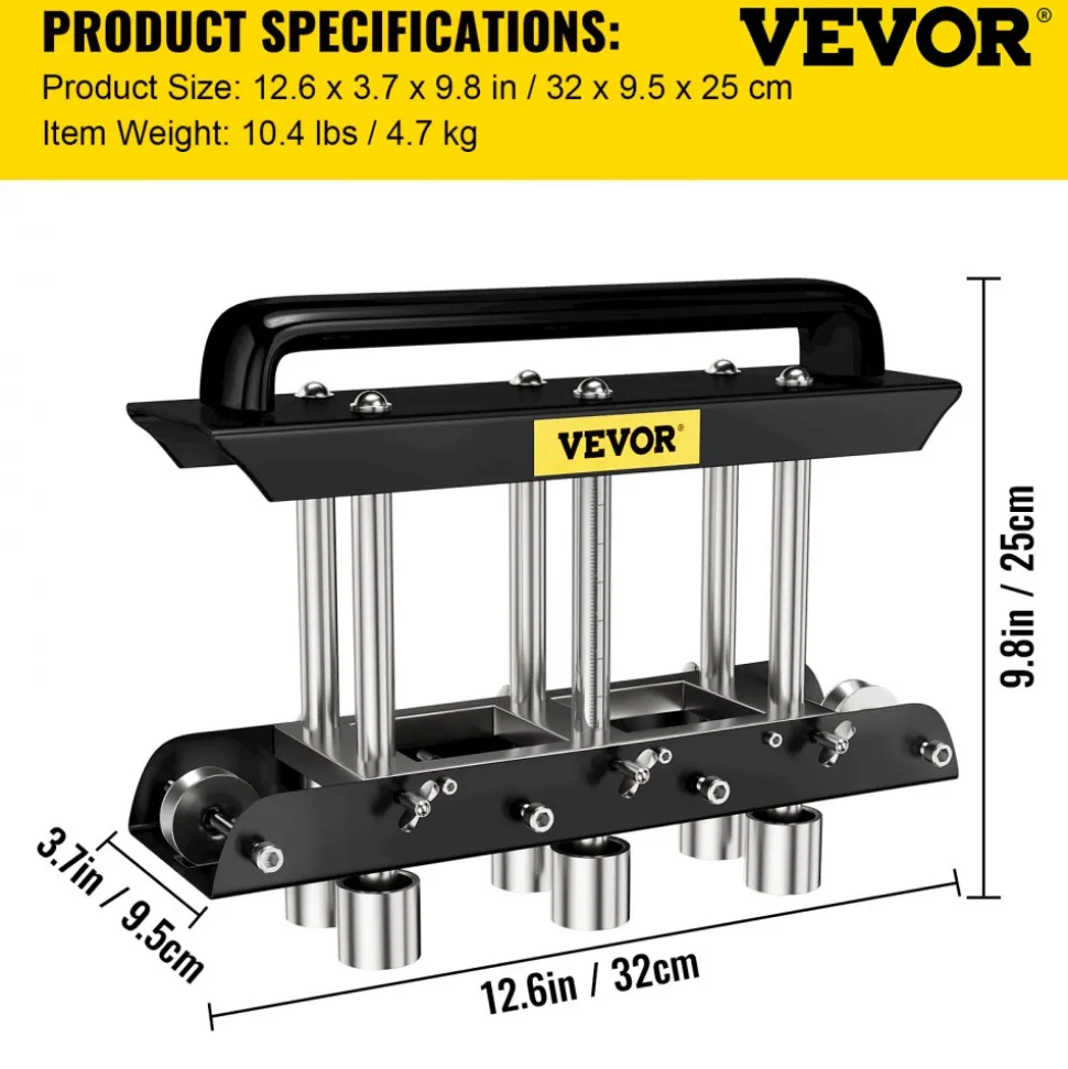 VEVOR Three-Station Edge Roller, Large Radius, 0-90° Bending Angle Sheet Metal Brake, Quickly Adjusts for Making 0.63"-5.7" Bends in 30-19 Gauge Steel, for Clean Crisp Bends in Metal Roofing Materia