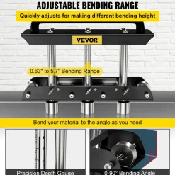 VEVOR Three-Station Edge Roller, Large Radius, 0-90° Bending Angle Sheet Metal Brake, Quickly Adjusts for Making 0.63