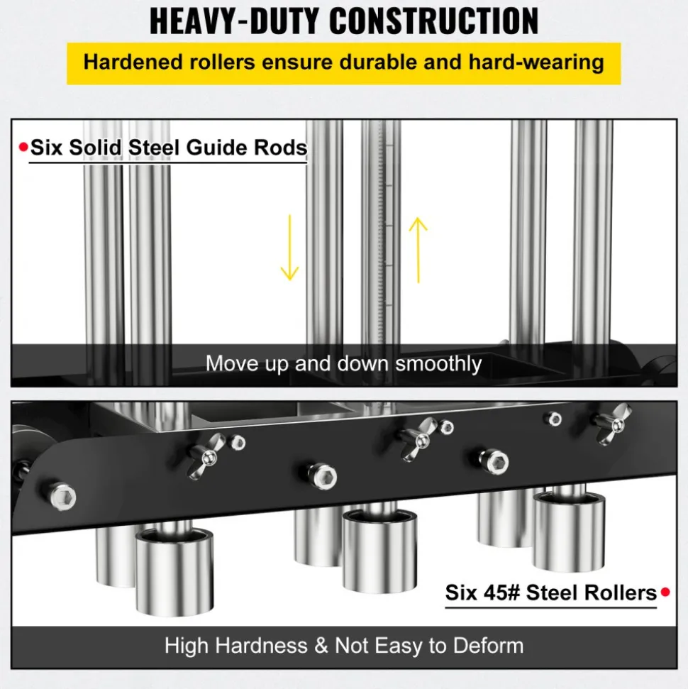 VEVOR Three-Station Edge Roller, Large Radius, 0-90° Bending Angle Sheet Metal Brake, Quickly Adjusts for Making 0.63"-5.7" Bends in 30-19 Gauge Steel, for Clean Crisp Bends in Metal Roofing Materia