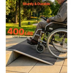 VEVOR Threshold Ramp for Doorways, 31.9 x 15.4 in, Platform Aluminum Wheelchair Ramp, Non-Slip Door Threshold Ramps, 400 lbs Load Capacity, for Home Steps, Curbs, Wheelchairs, Walkers, Scooter, Carts