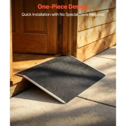 VEVOR Threshold Ramp for Doorways, 31.9 x 15.4 in, Platform Aluminum Wheelchair Ramp, Non-Slip Door Threshold Ramps, 400 lbs Load Capacity, for Home Steps, Curbs, Wheelchairs, Walkers, Scooter, Carts