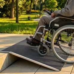 VEVOR Threshold Ramp for Doorways, 31.9 x 15.4 in, Platform Aluminum Wheelchair Ramp, Non-Slip Door Threshold Ramps, 400 lbs Load Capacity, for Home Steps, Curbs, Wheelchairs, Walkers, Scooter, Carts