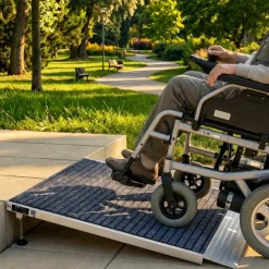 VEVOR Threshold Ramp for Doorways, 36 x 36 in, Platform Aluminum Wheelchair Ramp with Adjustable Height, Non-Slip Door Threshold Ramps, 700 lbs Load Capacity, for Home Steps, Wheelchairs, Walkers