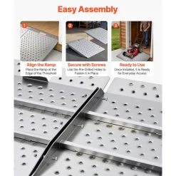 VEVOR Threshold Ramp for Doorways, 29.5 x 24.3 in, Platform Aluminum Wheelchair Ramp, Non-Slip Door Threshold Ramps, 750 lbs Load Capacity, for Home Steps, Curbs, Wheelchairs, Walkers, Scooter, Carts