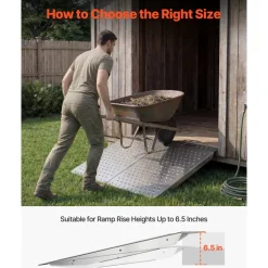 VEVOR Threshold Ramp for Doorways, 29.5 x 24.3 in, Platform Aluminum Wheelchair Ramp, Non-Slip Door Threshold Ramps, 750 lbs Load Capacity, for Home Steps, Curbs, Wheelchairs, Walkers, Scooter, Carts