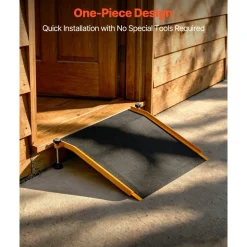 VEVOR Threshold Ramp for Doorways, 26.4 x 31.9 in, Platform Aluminum Wheelchair Ramp with Adjustable Height, Non-Slip Door Threshold Ramps, 400 lbs Load Capacity, for Home Steps, Wheelchairs, Walkers