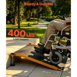 VEVOR Threshold Ramp for Doorways, 26.4 x 31.9 in, Platform Aluminum Wheelchair Ramp with Adjustable Height, Non-Slip Door Threshold Ramps, 400 lbs Load Capacity, for Home Steps, Wheelchairs, Walkers
