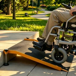 VEVOR Threshold Ramp for Doorways, 26.4 x 31.9 in, Platform Aluminum Wheelchair Ramp with Adjustable Height, Non-Slip Door Threshold Ramps, 400 lbs Load Capacity, for Home Steps, Wheelchairs, Walkers