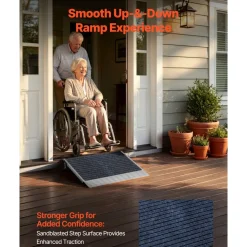 VEVOR Threshold Ramp for Doorways, 24 x 35.8 in, Platform Aluminum Wheelchair Ramp with Adjustable Height, Non-Slip Door Threshold Ramps, 800 lbs Load Capacity, for Home Steps, Wheelchairs, Walkers