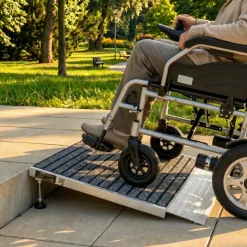 VEVOR Threshold Ramp for Doorways, 24 x 35.8 in, Platform Aluminum Wheelchair Ramp with Adjustable Height, Non-Slip Door Threshold Ramps, 800 lbs Load Capacity, for Home Steps, Wheelchairs, Walkers