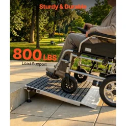 VEVOR Threshold Ramp for Doorways, 24 x 35.8 in, Platform Aluminum Wheelchair Ramp with Adjustable Height, Non-Slip Door Threshold Ramps, 800 lbs Load Capacity, for Home Steps, Wheelchairs, Walkers