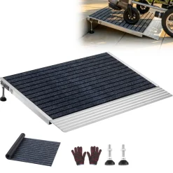 VEVOR Threshold Ramp for Doorways, 24 x 35.8 in, Platform Aluminum Wheelchair Ramp with Adjustable Height, Non-Slip Door Threshold Ramps, 800 lbs Load Capacity, for Home Steps, Wheelchairs, Walkers