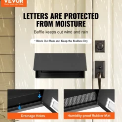 VEVOR Through The Door Key Drop Box, Heavy Duty Steel Through the Door Mailbox with 12