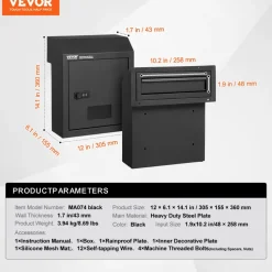 VEVOR Through The Door Key Drop Box, Heavy Duty Steel Through the Door Mailbox with 12