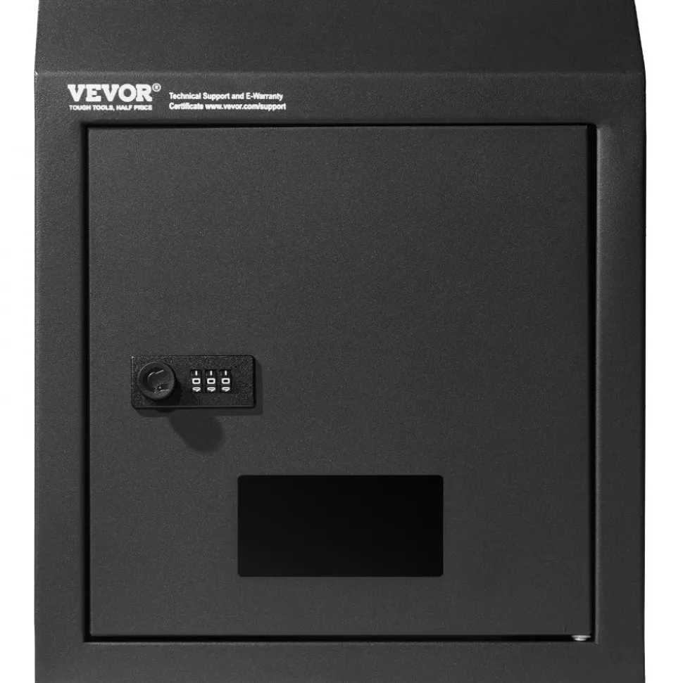 VEVOR Through The Door Key Drop Box, Heavy Duty Steel Through the Door Mailbox with 12" Combination Lock, Mail Drop Box, Black